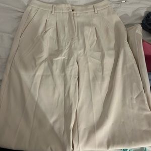 Beige wide leg trousers